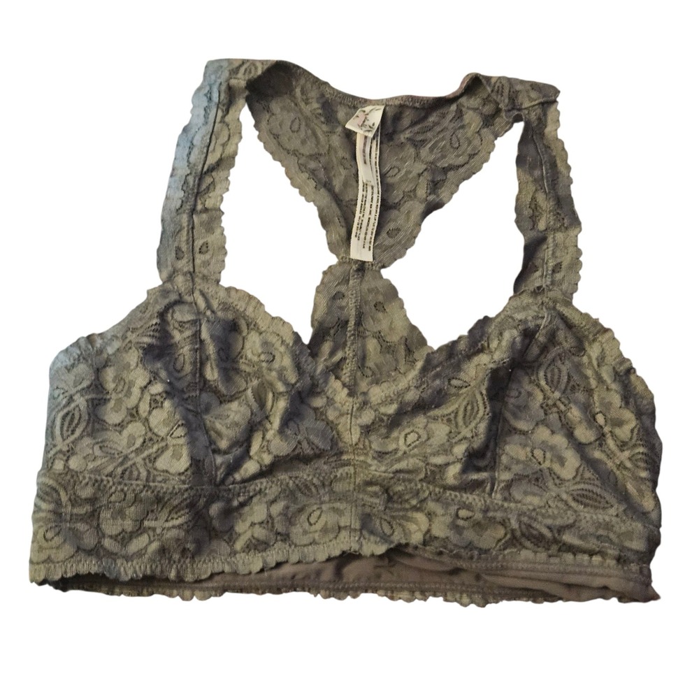 Intimately Free People Gray Lace Racerback Bralette Top Small S